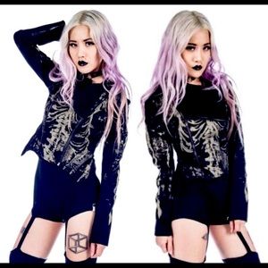 Lip Service Skeleton Moto Jacket Size S